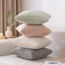 MIULEE Pack Of 2 Corduroy Decorative Throw Pillow Covers 18x18 Inch Soft Boho Striped Pillow Covers Modern Farmhouse Home Decor For Summer Sofa Living Room Couch Bed Light Green,2218inchx18inchPackof2 - 22英寸 x 18英寸 x 2英寸,2個裝 - 查看 6