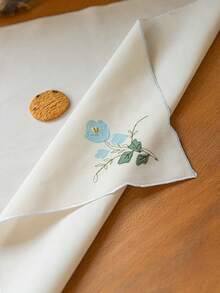 1pc/4pcs Solid Color Embroidered Floral Napkins, Suitable For Dining Table Decor, Photography, Celebrations - Multicolor - View 6