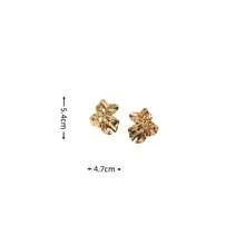 1 par de pendientes de botón metálicos plegables con diseño geométrico de pétalos, pendientes personalizados exagerados para mujeres - Dorado - Ver 5