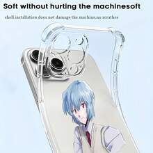 Funda para teléfono con diseño de personaje de pelo azul. Compatible con teléfonos ,  17,  16 Pro Max,  15 Pro Max,  13 y  12. Fabricada en TPU, ofrece protección contra golpes y caídas. Un regalo original para familiares, amigos, seres queridos, parejas y para Navidad. - transparente - Ver 5