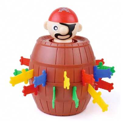 Children's Desktop Interactive Game - Wooden Barrel Prank With Sword. Stress Relief Item. Randomly Triggered By Pirate Barrel. Can Be Used As Party Toy, Gift Or Entertainment Interactive Toy.