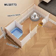 Valla para perros fácil de quitar, casa plegable para gatos con valla de patio, espacio interior grande ensamblado con área de caja de arena, zona de juego para perros pequeños, barrera de aislamiento para gatitos, jaula para perros - Multicolor - Ver 2