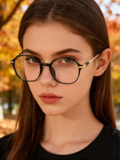 1/5PCS No-Makeup Must-Have Cold Tea Glasses - Cold Tea Color Face- No-Makeup Frames- Face-Slimming Frames, & Anti-Radiation, Anti-Radiation Glasses