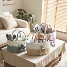 Woven Storage Basket,Elegant Storage Baskets, With Sturdy Woven Sides & Flat Base - Durable Organizer Home,, Holiday Gifts - Decorative Basket Living Room, Bedroom GDZY - Bunny - 查看 4
