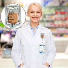 2D Flat Humorous "100% Pure Coffee" Acrylic Retractable Badge Holder - Suitable For Nurses, Workers, Doctors, LPN Caregivers| Funny And Durable ID Badge Design| A Great Gift Choice - A - View 4