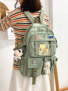 Korean-Style Cute Japanese Campus Backpack For Girls: Large Capacity Laptop Backpack New Korean-Style Fresh Fashion Campus Backpack For Junior High Girls Versatile Casual Backpack For High School Students Lightweight Travel Backpack For Hiking & Travel Stylish High School Backpack & Laptop Case - 彩色 - 查看 5