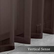 OWENIE Sheer Chocolate Curtains, Sheer Curtains 84 Inch Length 2 Panels Set, Rod Pocket Voile Fimly Sheer Drapes For Living Room/Bedroom, 2pcs, Each 42inch W X 84inch L,42inchWx84inchL(Packof2),Chocolate - 巧克力 - 查看 5