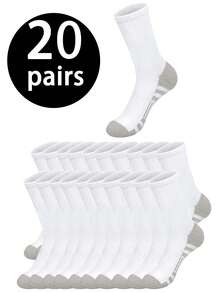 20/10/5/3/1 pares Calcetines de tripulación de unicolor talla grande para hombres, versátiles calcetines de tripulación deportivos y casuales resistentes al olor y transpirables, calcetines de tripulación suaves y elásticos cómodos unisex, calcetines de tripulación neutros simples y cómodos, calcetines de tripulación de moda para hombres y mujeres - Multicolor - Ver 14