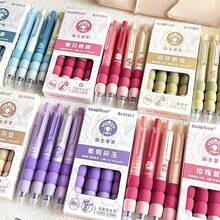 4 pezzi Penna serie tè al latte, penna cancellabile con alto valore estetico, impugnatura morbida e sfumata carina, facile da cancellare, penna blu cristallo da 0,5 mm per studenti delle scuole elementari