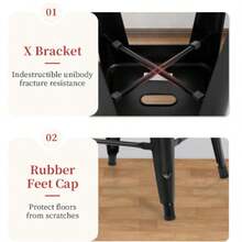 Metal Bar Stools Set Of 4 Counter Height Bar Stools 24 Inches Industrial Bar Chairs Patio Stool Stackable Backless Stool Indoor Outdoor Metal Kitchen Stools Bar Chairs,Space Saving, Patio Balcony - Màu xám đen - Xem 8