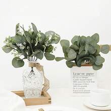 10/50 ورقة نباتية اصطناعية من نبات الأوكالبتوس، مناسبة للمنزل والحديقة الخارجية وهدايا عيد الحب والعام الجديد، أوراق شجر دولار فضية مزيفة بكميات كبيرة، لون رمادي أخضر، طويلة، مناسبة للأعراس والمناسبات والترتيبات الزهرية - أخضر - مشاهدة 7