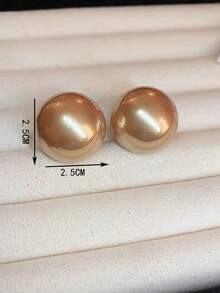 1pair Fashionable Faux Big Pearl Stud Earrings With High-End Elegant - Pearl - View 9