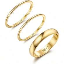 Milacolato Dainty 14K Gold Filled Stack Rings, Comfort Fit Non Tarnish Thin Bands 1mm&3mm - Multicolor - View 12