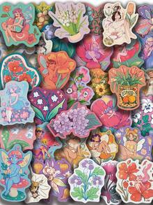 50pcs Flower Fairy Stickers Holographic Flower Aesthetic Stickers Fairy Girly Party Favors Waterproof Vinyl Stickers - Multicolor - View 2