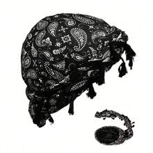 Unisex Retro Fringed Twisted Headband Turban, Knitted Beanie Men And Women Halloween - Beige - View 1