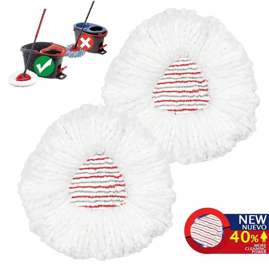 2 Packs Spin Mop Heads For O-Cedar & Viledo Easy Wring 1-Tank System| Heavy-Duty Deep Cleaning Microfiber Pads | Machine Washable & Long-Lasting - 白色 - 查看 1