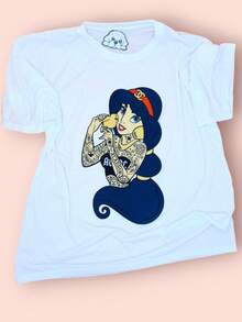 Jasmine Rock T-Shirts, Inappropriate Disneyworld T Shirt, Odd Princess Shirts, E Girl Punk Ro - trắng - Xem 1