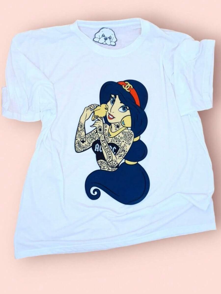 Jasmine Rock T-Shirts, Inappropriate Disneyworld T Shirt, Odd Princess Shirts, E Girl Punk Ro - trắng - Xem 1