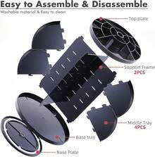 Organizador de maquillaje, organizador cosmético giratorio de 360 grados, vitrina de maquillaje de gran capacidad con 7 capas ajustables, con espacio para joyas, brochas de maquillaje y pintalabios (negro) - Negro - Ver 3