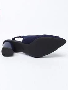 Ladies' Pointy, Shallow-Mouthed Hollow Fabric Buckles Are Casual And Breathable, And They Are Decorated With Large-Size High-Heeled Shoes With A Back Strap.  Office - Màu xanh lam - Xem 7