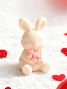 情人节限量版硅胶蜡烛模具（心形/郁金香/兔子造型可选） - 3D浪漫设计，高品质不变形硅胶 | 可重复使用，耐热易清洗 | 适用于DIY情人节香氛蜡烛、树脂工艺品和浪漫家居装饰 | 是甜蜜情侣礼物、情人节惊喜和营造浪漫氛围的理想之选 / 复活节礼物 - 白色 - 查看 4