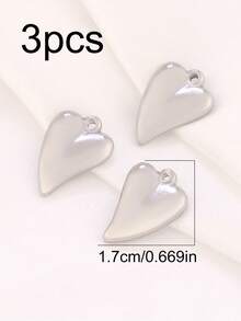 3 piezas de encantos de acero inoxidable con forma de corazón para hacer joyas DIY, hallazgos, aretes, pulseras, collares, decoración colgante - colgante - Ver 25