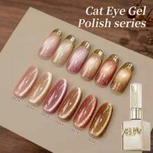 XEIJAYI 6支装15毫升金色渐变猫眼指甲油凝胶套装，光疗凝胶，可卸磁性凝胶指甲油，美甲DIY，适合沙龙级美甲 - 彩色 - 查看 12