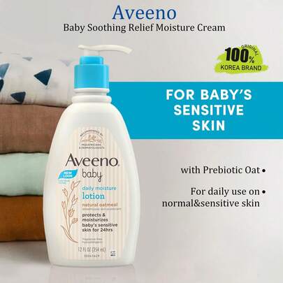 Aveeno 婴儿日常保湿身体乳，乳液质地，轻盈易吸收，不油腻，天然植物配方，日常保湿，舒缓滋养，持久保湿，韩妆，韩国彩妆，354毫升/11.97液体盎司。