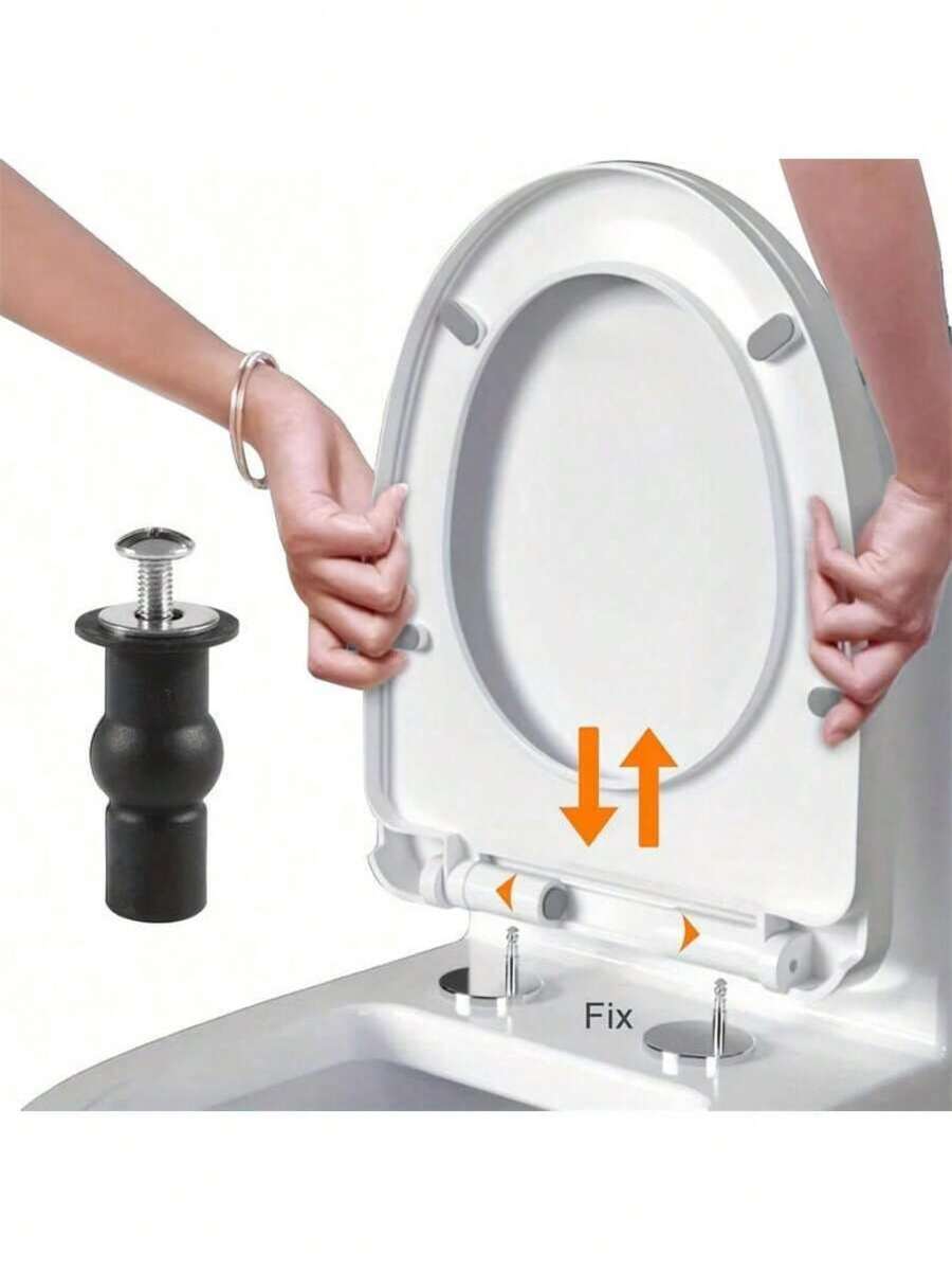 2pcs Expansion Screws For Fixing Toilet Seat Hinge Holes, With Nuts And Screws, Rubber Bumper Wall-Mounted Toilet Seat Accessories - Multicolor - View 1