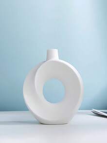 Handmade Ceramic Blue & White Gradient Hollow Vase Set, Artisan Crafted Porcelain Decor Vases For Dried Florals, Modern Home Decor Accent For Living Room Bedroom,Minimalist Table Centerpiece - Multicolor - View 13