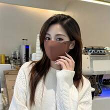 3D Thickened Warm Winter Face Mask, Breathable Polyester Windproof Dustproof Plain Color Mask For Skiing, Fishing, Hiking And Cycling