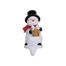 Adorno navideño con forma de muñeco de nieve y gancho para calcetines, ideal para chimeneas. - Negro - Ver 7