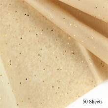 50/100 Sheets Of Gold Glitter Tissue Paper - Light Brown With Gold Particles, High-Quality Decorative Wrapping Paper, Suitable For Gift Wrapping, Bouquets, Wedding Favors, Birthday Party Decorations, Valentine's Day And Holiday Gifts