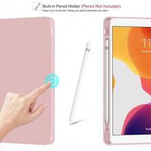 Case For IPad 9th Generation 2021/8th Gen 2020/7th Gen 2019 With Pencil Holder - Premium Shockproof Case With Soft TPU Back Cover & Auto Sleep/Wake For IPad 10.2 Inch, Book Pink,A-BookPink - A-bookPink - View 5