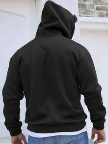 Men'S Patriotic Raccoon Hoodie - Funny "RIZZ 'EM With THE TISM" Slogan Sweatshirt, Black Hooded Pullover With American Flag Graphic, Cozy Knit Long Sleeve Winter Apparel For Everyday & Themed Events, Machine Washable Casual Streetwear, Autumn Fashion, Playful Design, Comfortable Material, Hooded Sweater, Humor Lovers - màu đen - Xem 4