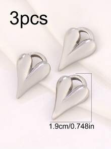 3 piezas de encantos de acero inoxidable con forma de corazón para hacer joyas DIY, hallazgos, aretes, pulseras, collares, decoración colgante - colgante - Ver 13