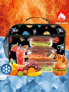 Lunch Bag And Lunch Box, Kids Back To School Handheld Double-Layer Leak-Proof Lunch Bag, Thermal In Winter, Refrigerated In Summer, Travel Lunch Box, Children's Backpack, New Year Gift, Personalized Gift For Boys, School Supplies For Boys And Girls, Suitable For School, Beach, Picnic, Camping, Travel