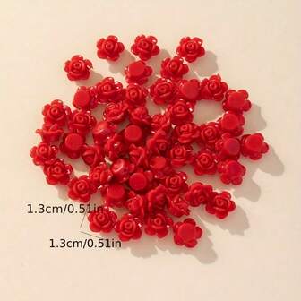 100pcs 13mm Vibrant Camellia Flower Beads For DIY Jewelry - Acrylic Crafting Supplies For Necklaces, Bracelets & Keychains