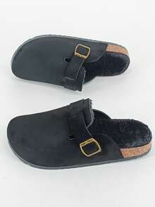 Nuevos zapatos de pareja unisex para invierno, pantuflas de felpa para hombre de otoño/invierno, pantuflas casuales para exteriores, pantuflas de felpa de moda unisex, chanclas para hombre y mujer, sandalias negras casuales para hombre y mujer, zapatos de casa, zapatos de playa, sandalias de plataforma para mujer, pantuflas de unicolor cómodas para hombre para usar en exteriores y oficina - Negro D - Ver 12