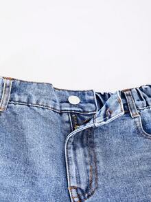 Girls' Vintage Loose Wide Leg Jeans, Casual Straight Leg Denim Pants - Blue - View 4