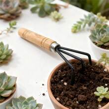 4pcs Mini Wooden Gardening Tool Set | Balcony Planting Tool Kit | High-Quality Potted Plant Tools | Lightweight, Easy To Store, Healing Home Decor Green Plant Accessories