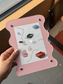 6 Zoll Acryl gebogener Blumen Fotorahmen, minimalistischer Ins-Stil Weihnachtsdekoration, vertikale oder horizontale Anzeige, kreatives Tischdekoelement - Wellengröße - Übersicht 8