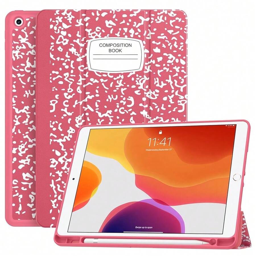 Case For IPad 9th Generation 2021/8th Gen 2020/7th Gen 2019 With Pencil Holder - Premium Shockproof Case With Soft TPU Back Cover & Auto Sleep/Wake For IPad 10.2 Inch, Book Watermelon,B-BookWatermelon - B-Book西瓜 - 查看 1