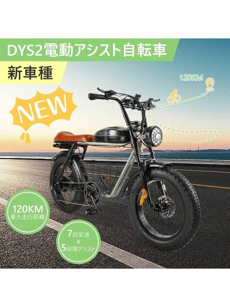 電動アシスト自転車 500Wモーター アシスト自転車 20インチ 極太