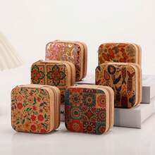 1 Pc Mini Vintage Printed Jewelry Box For Earrings, Rings, Necklaces, Travel Storage Box, Jewelry Earrings Back To School - Multicolor - View 6