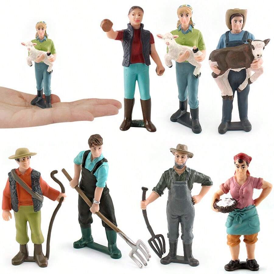 Realistic Farm Ranch Model Farmer Worker Figurines Diorama Accessories Toys Gifts - Multicolor - View 1