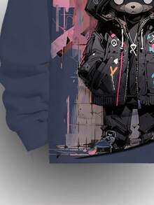 Men's 3D Printed Fashionable & Unique Pattern Pullover Hoodie With Drawstring And Pockets, Long Sleeve Sweatshirt For Spring, Autumn And Winter - Multicolor - View 5