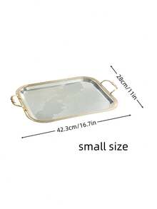 ALMAMARA 1/2/3pcs,Luxury Dual-Tone Iron Tray: Silver Base, Gold Edge & Diamond Engraving, Table/Wedding/Display Shelf | Nature-Inspired Luxury Home Accessories - Multicolor - View 12