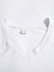 Áo thun nam dáng rộng, cỡ lớn, cổ chữ V, tay dài, chất liệu nhẹ, thích hợp mặc thường ngày, đi nghỉ mát, thể thao, màu trơn cơ bản, mùa xuân/thu. - trắng - Xem 3