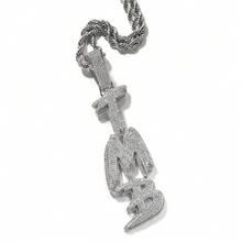 Customized Vertical Small Ice Sugar Letter Pendant Brass Cubic Zirconia Necklace, DIY Name Pendant, Hiphop Couple Everyday Wear, Comes With 1 Braided Chain - 豎排毛刺 - 查看 7